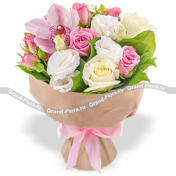 Прима – букет из роз и орхидей